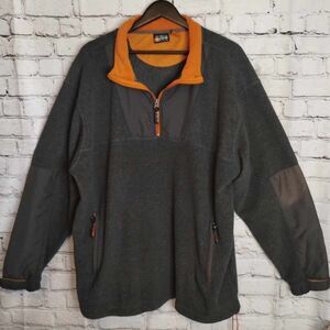 Transnine (Pacsun) Men's Fleece Half Zip Grey and Orange Jacket XL